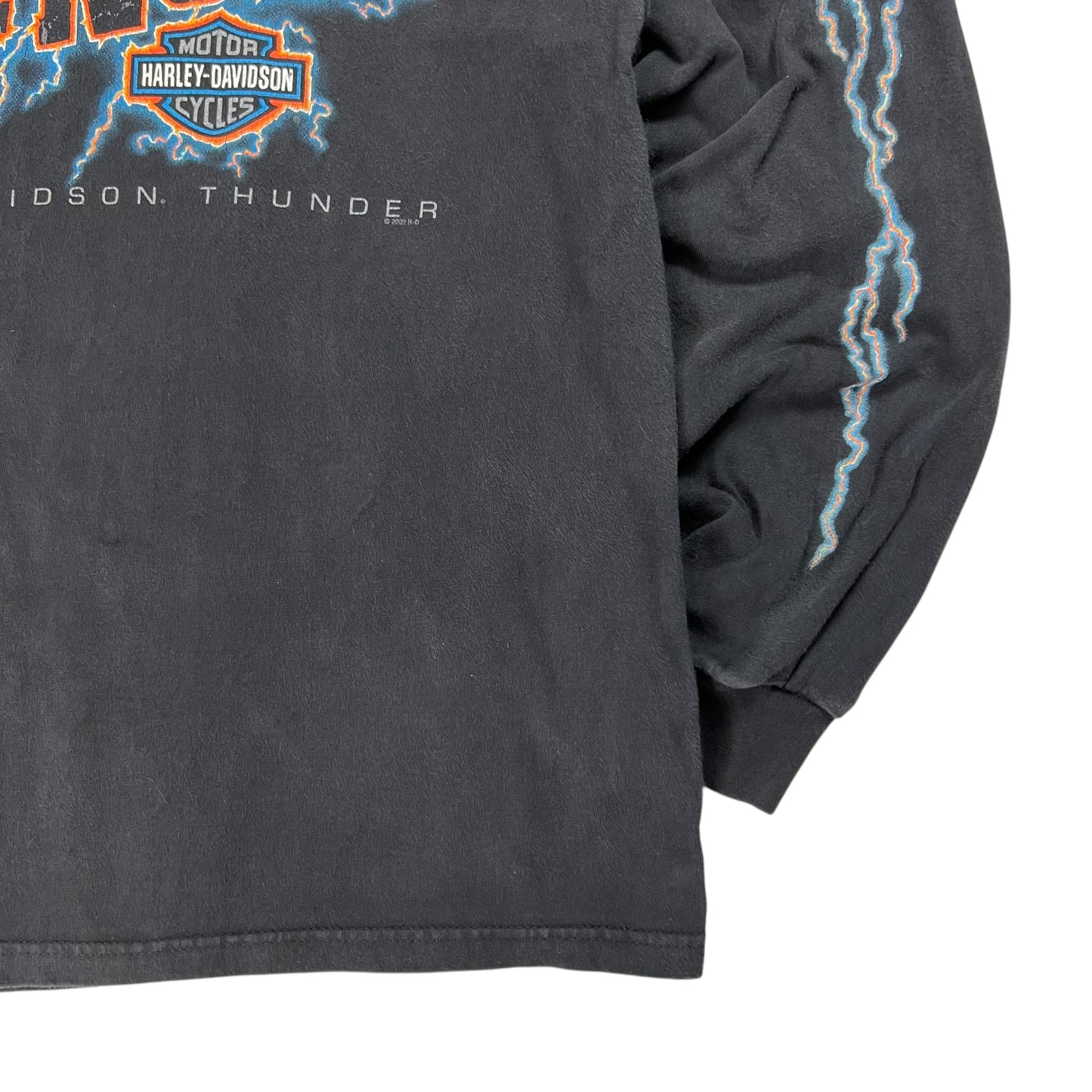 Vintage 2002 Harley Davidson Thunder long sleeve lightning print shirt (L)