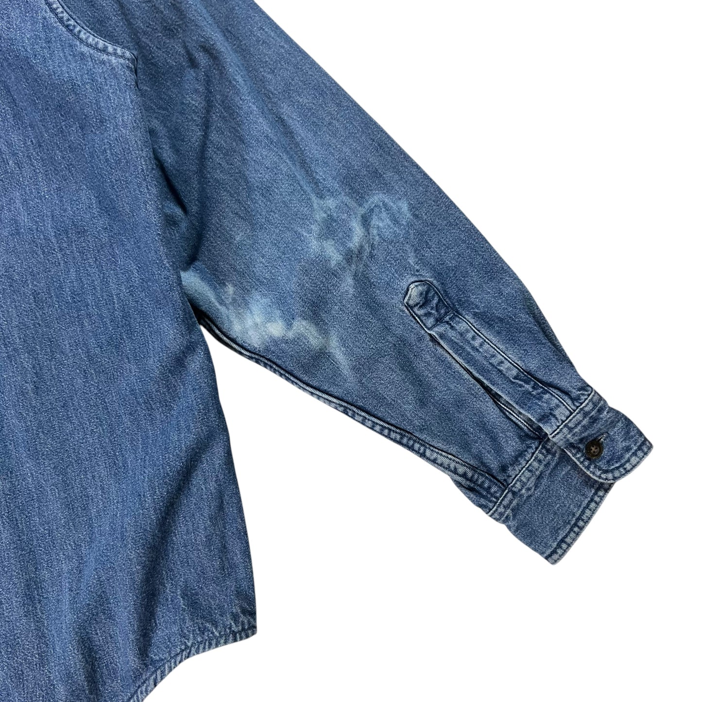 Vintage 90s War is not healthy for children and other living things hand painted denim shirt (L)