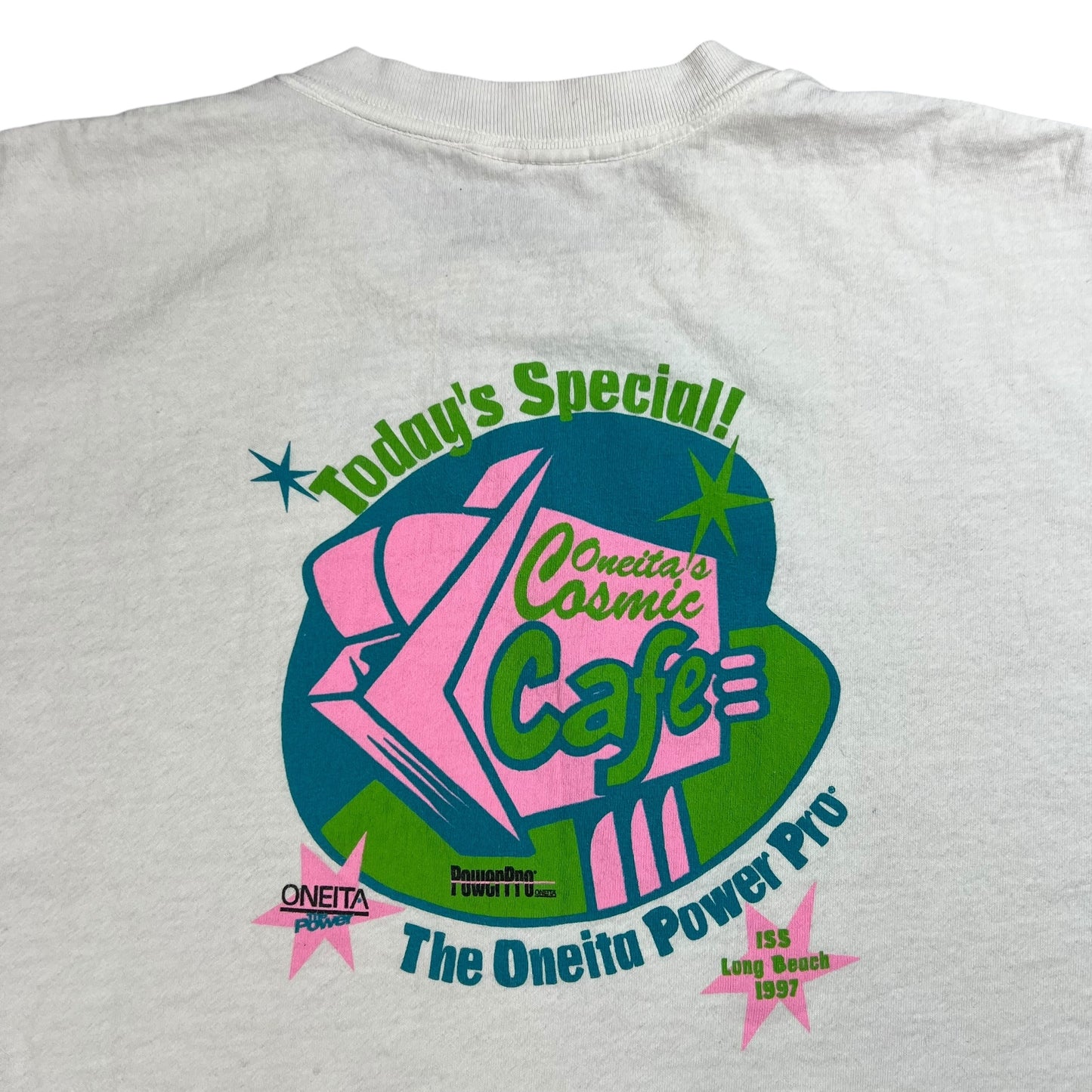 Vintage 90s Oneita Power Pro Cosmic Cafe shirt shirt tee (XL)