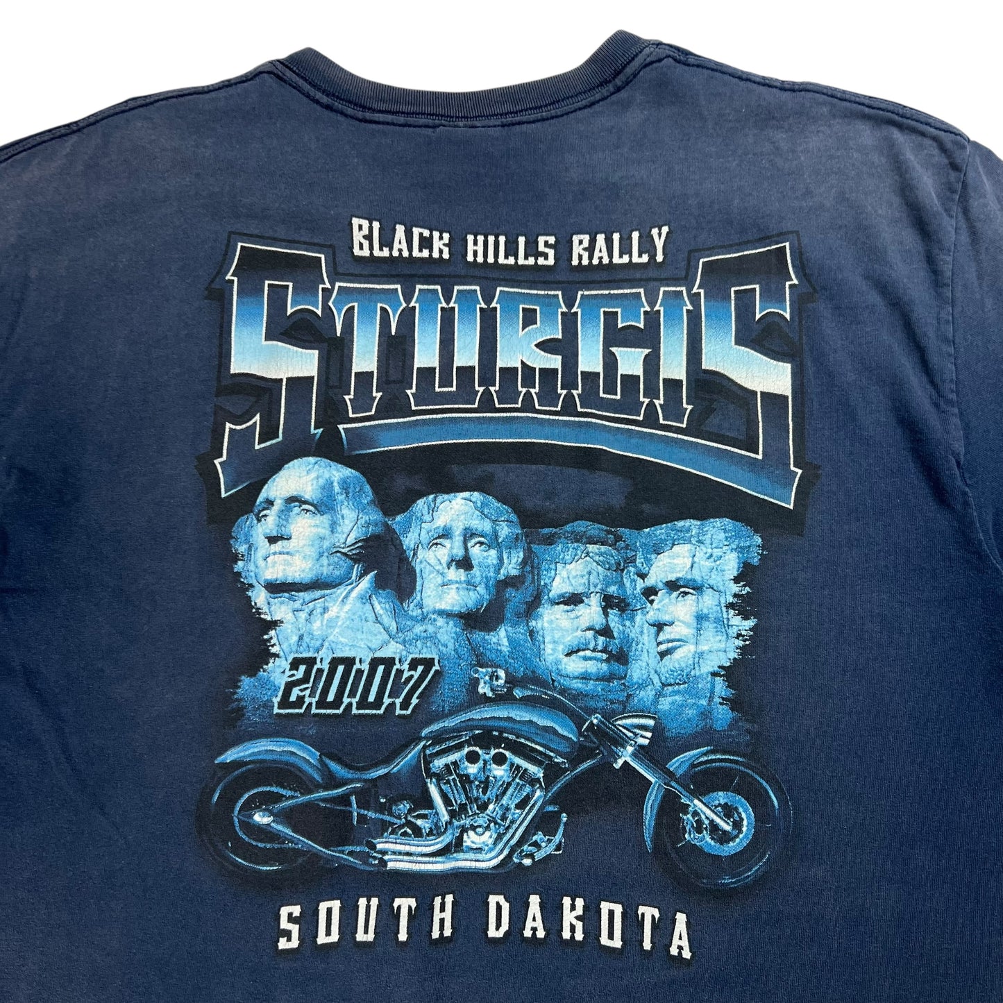 Vintage 2007 Black Hills Sturgis Biker rally faded tee (L)