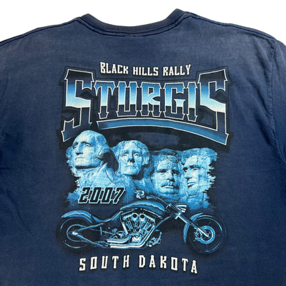 Vintage 2007 Black Hills Sturgis Biker rally faded tee (L)