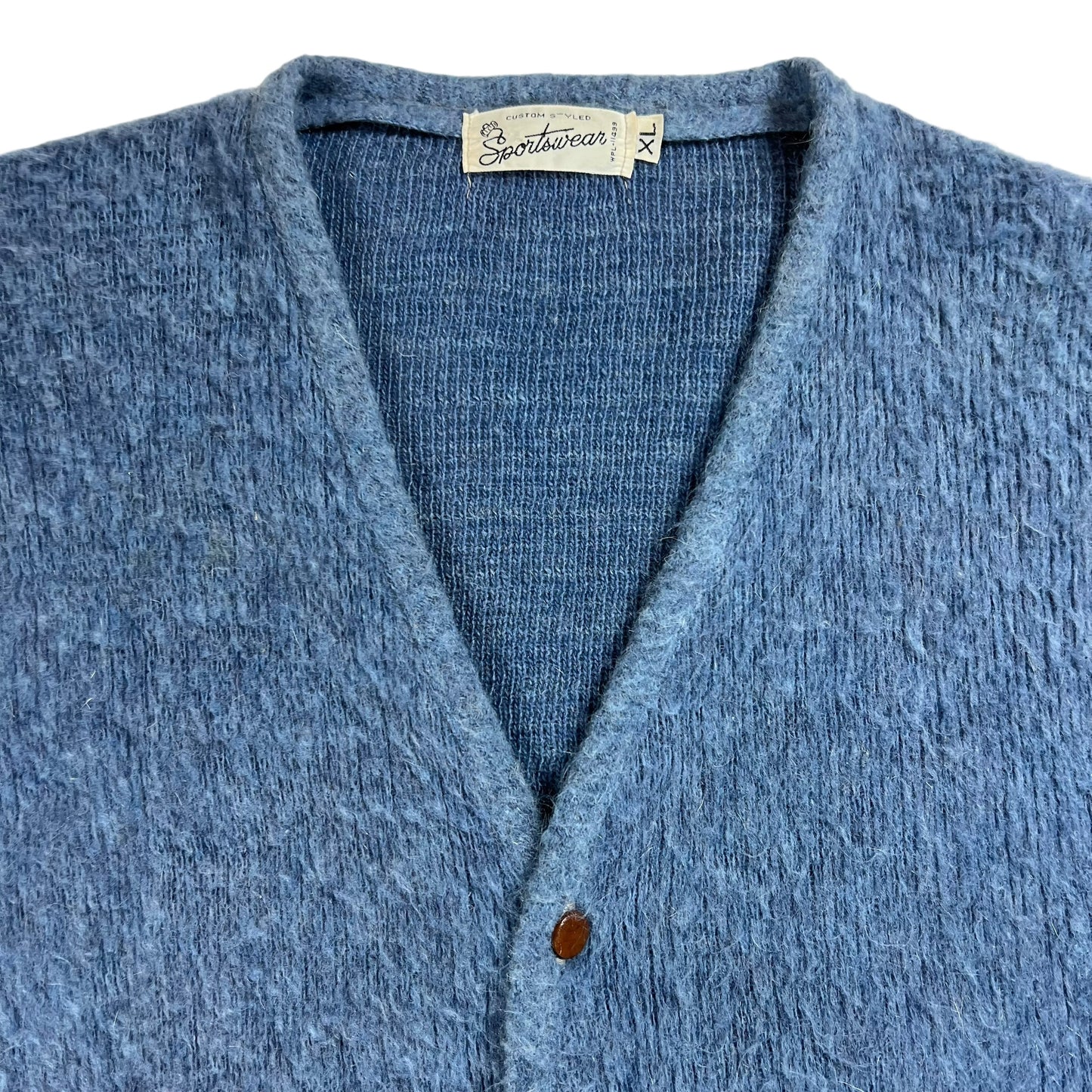 Vintage 1970s Sportswear blue mohair cardigan sweater (L)