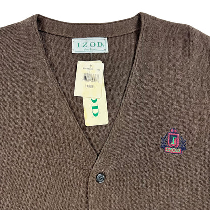 Vintage 80s IZod brown cardigan sweater (L) DS NWT