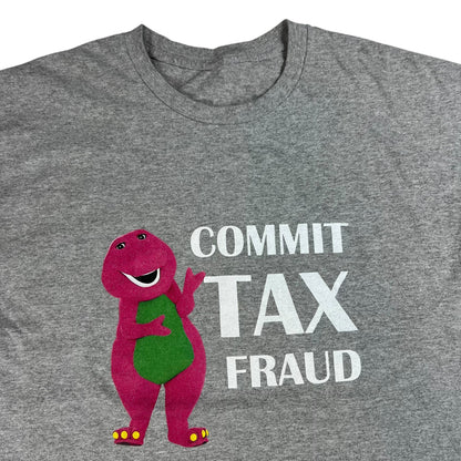 Y2K Barney COMMIT TAX FRAUD parody tee (XL)