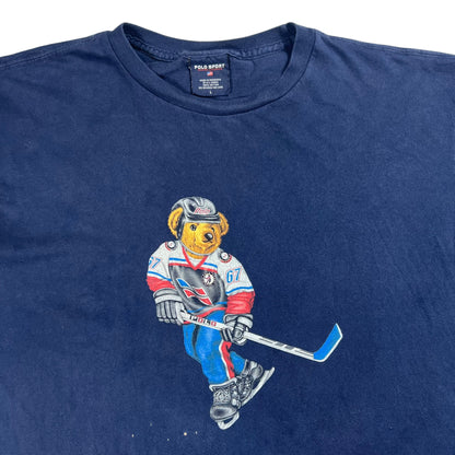 Vintage 90s Polo Sport Ralph Lauren Hockey faded Polo Bear tee (L/XL)