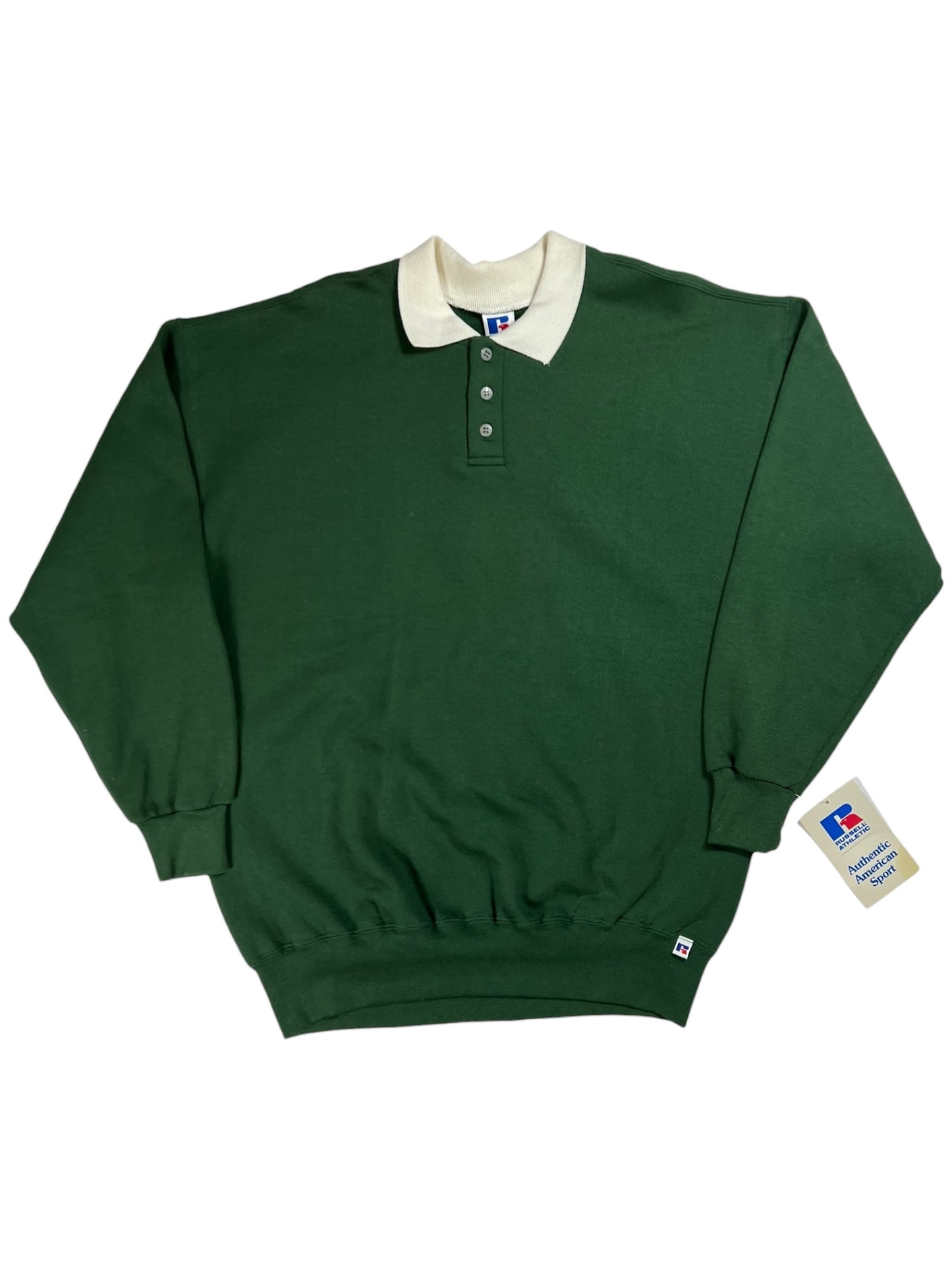 Vintage 90s Russell Athletic Henley collar crewneck (L/XL) DS NWT