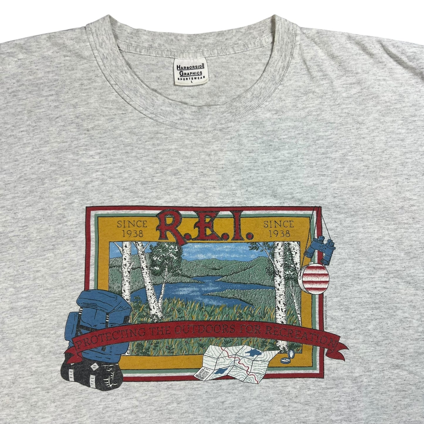 Vintage 90s R.E.I. harborside graphics outdoors tee (XL)