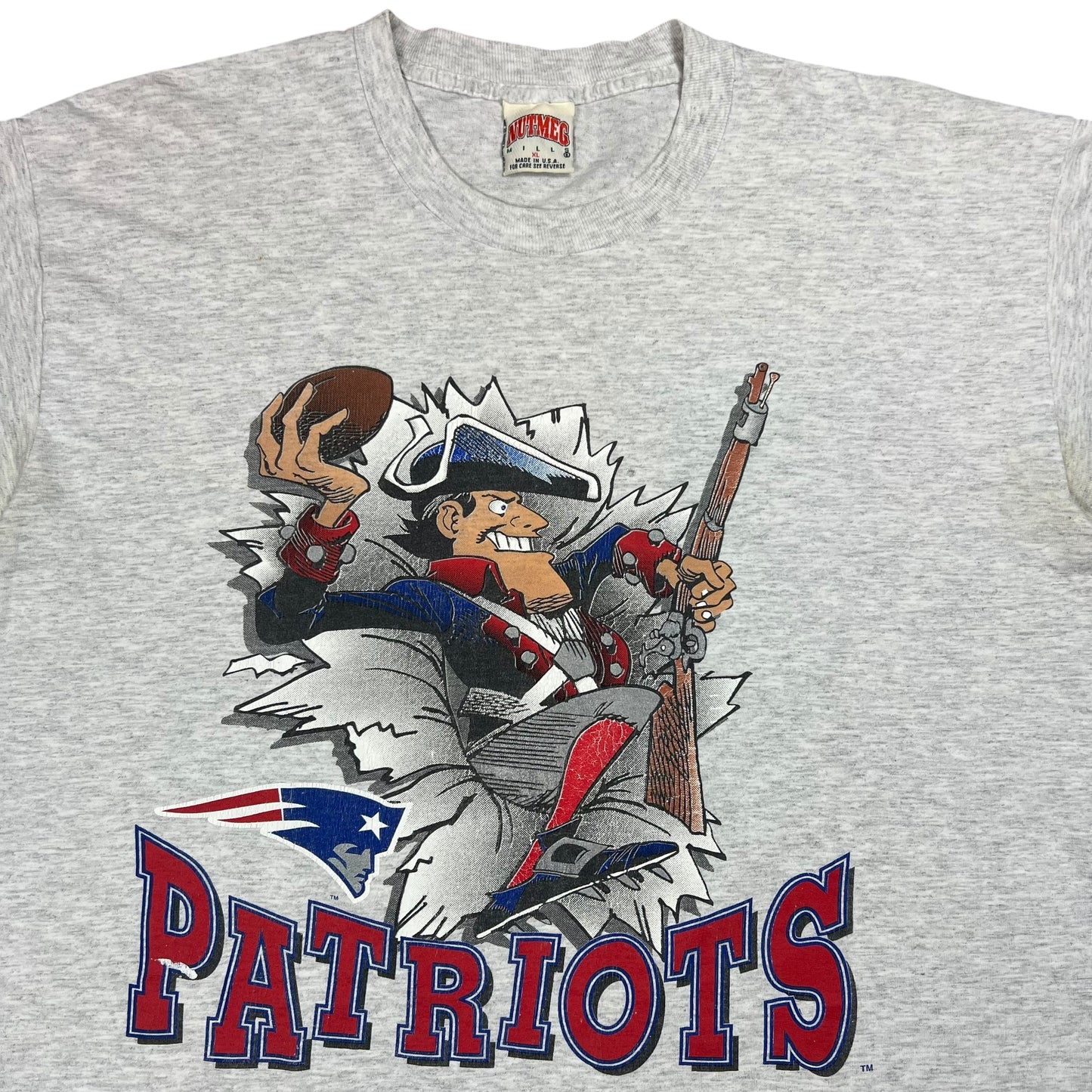 Vintage 1993 Nutmeg New England Patriots Jack Davis Pat Patriot break through tee (XL)