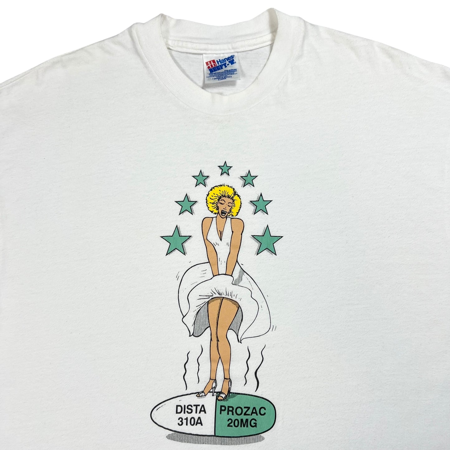 Vintage 90s Marilyn Monroe Prozac Nation antidepressants tee (L)