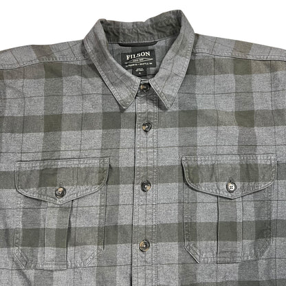 C.C. Filson Co Weather Work Jac-shirt heather gray black button up shirt (XL)