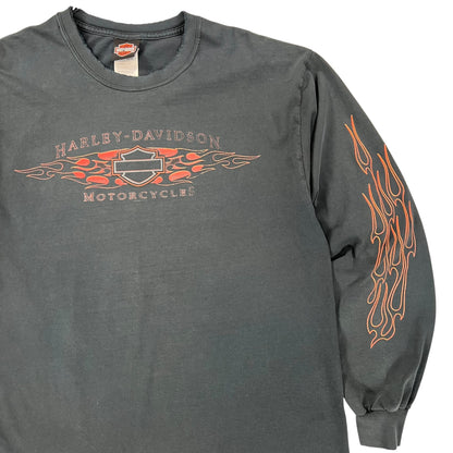 Vintage 2005 Harley Davidson faded long sleeve flames print shirt (L)