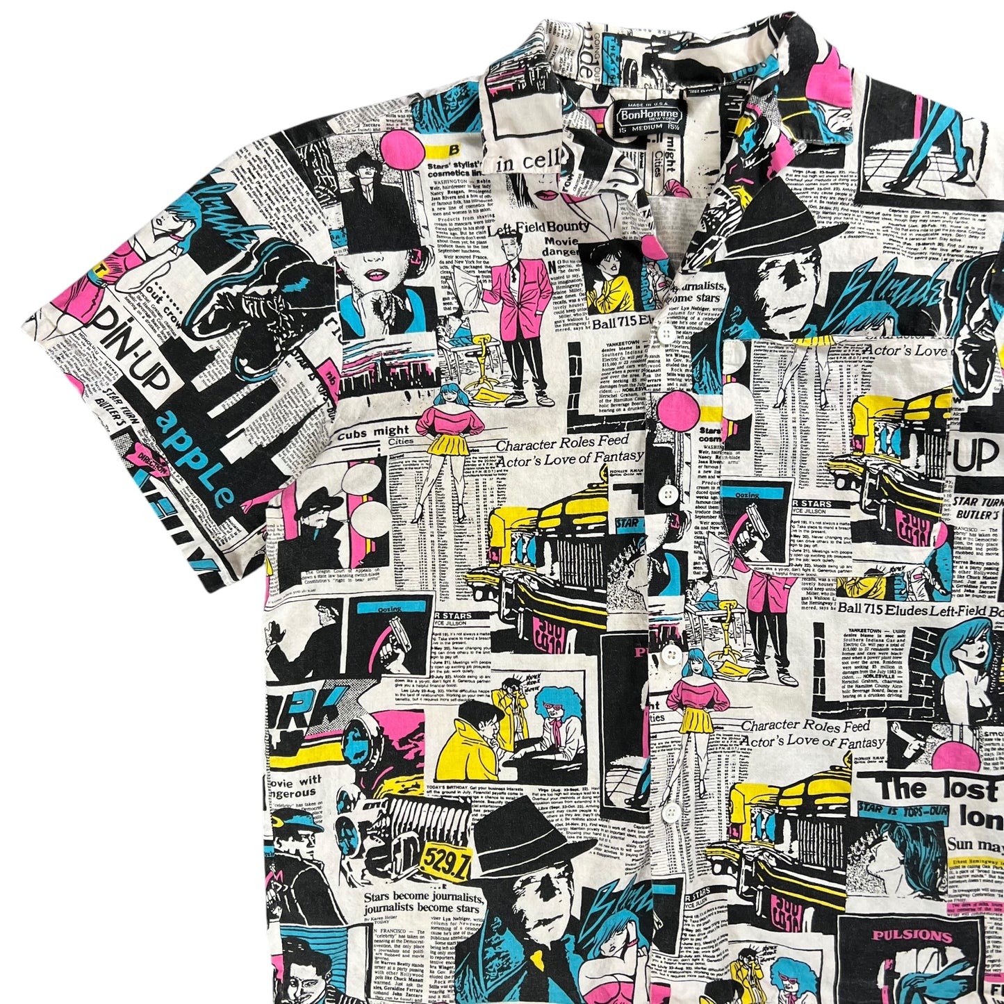 Vintage 80s BonHomme Pop Art loop bar button up shirt (M/L)