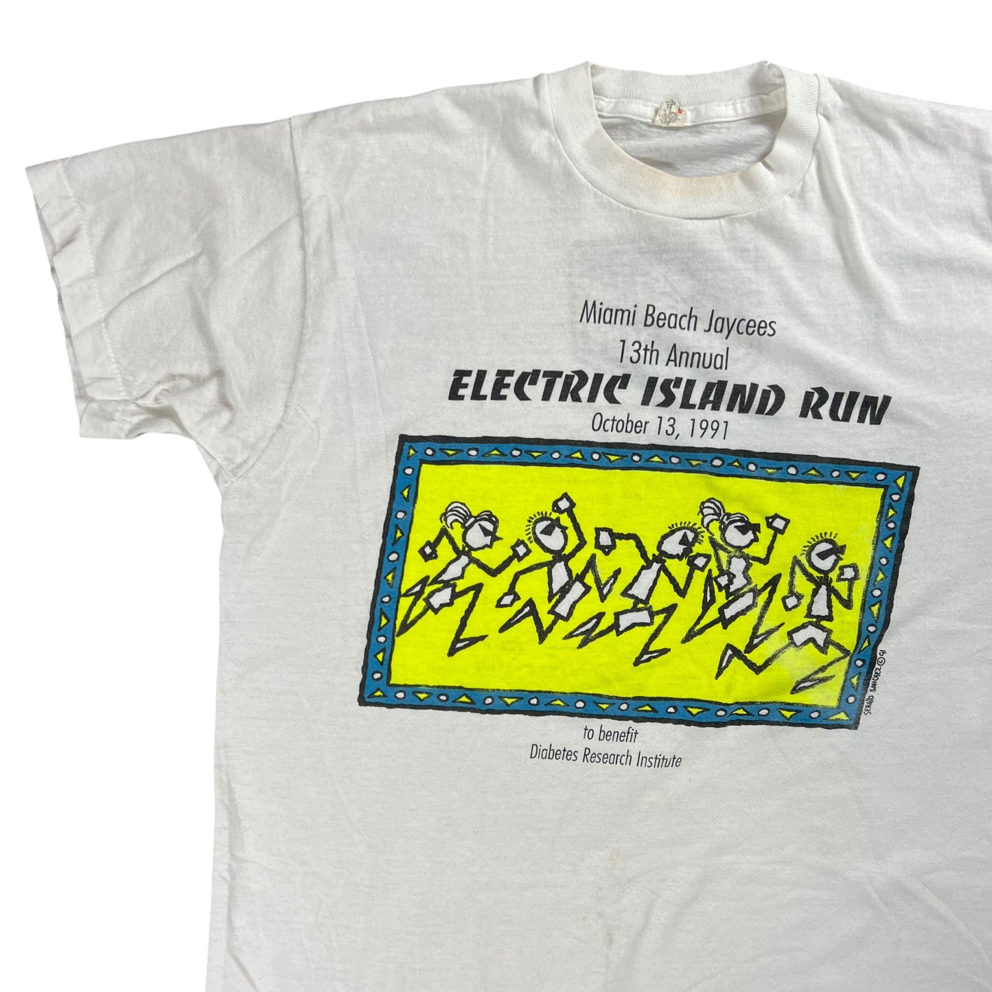Vintage 1991 Electric Island Run art style tee (L)