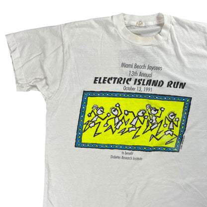 Vintage 1991 Electric Island Run art style tee (L)