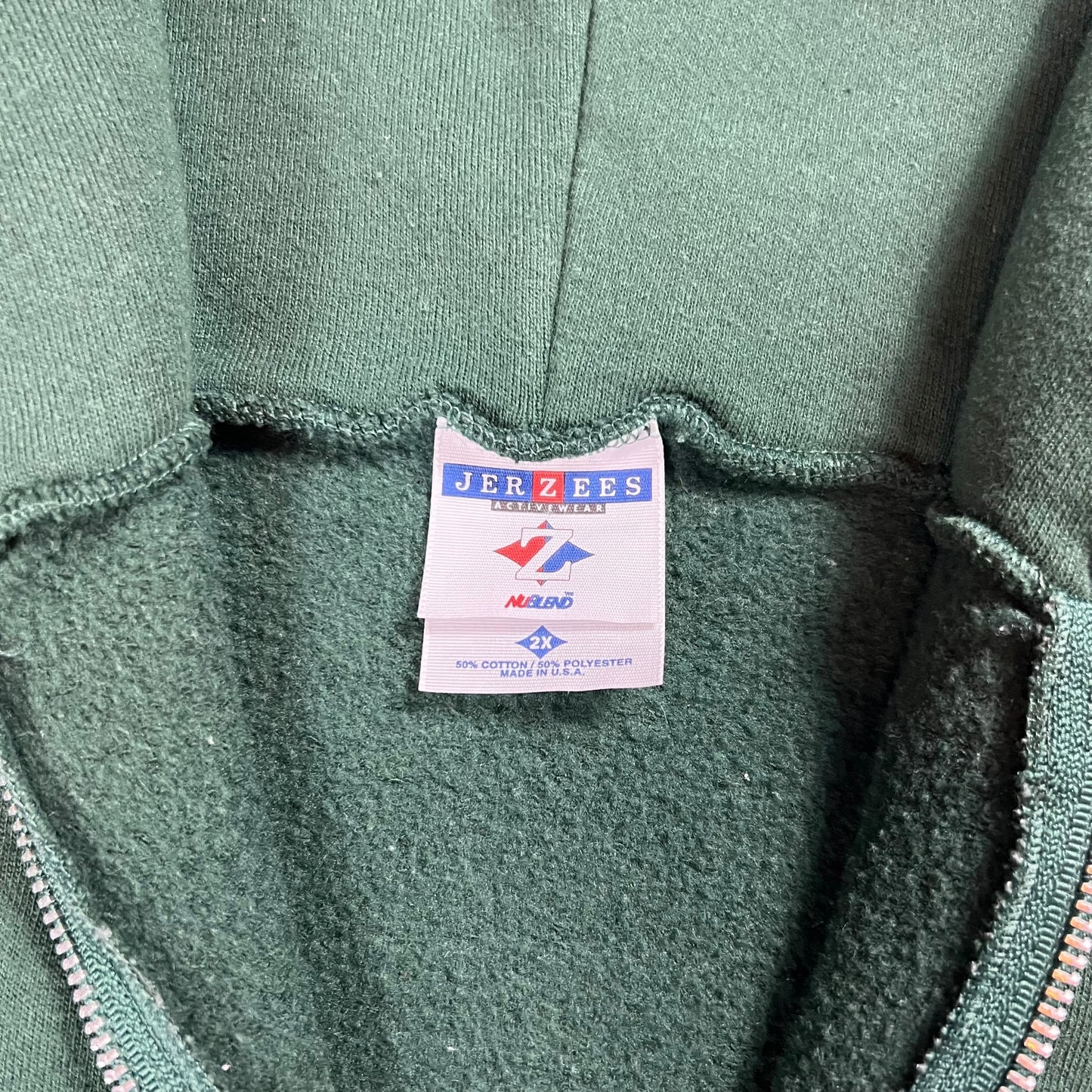 Vintage 90s Jerzees green full zip up hoodie (XL)