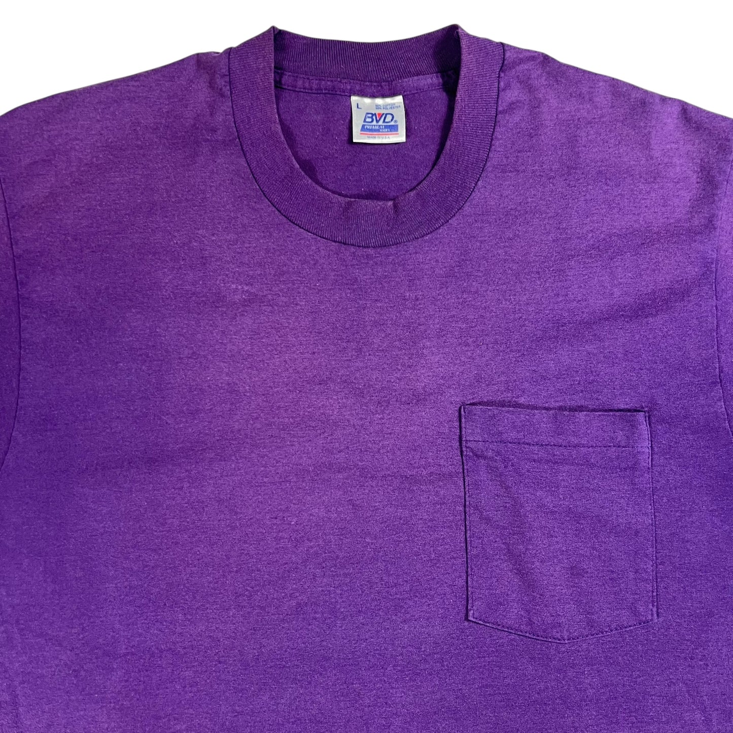 Vintage 80s BVD faded purple selvedge pocket tee (L)