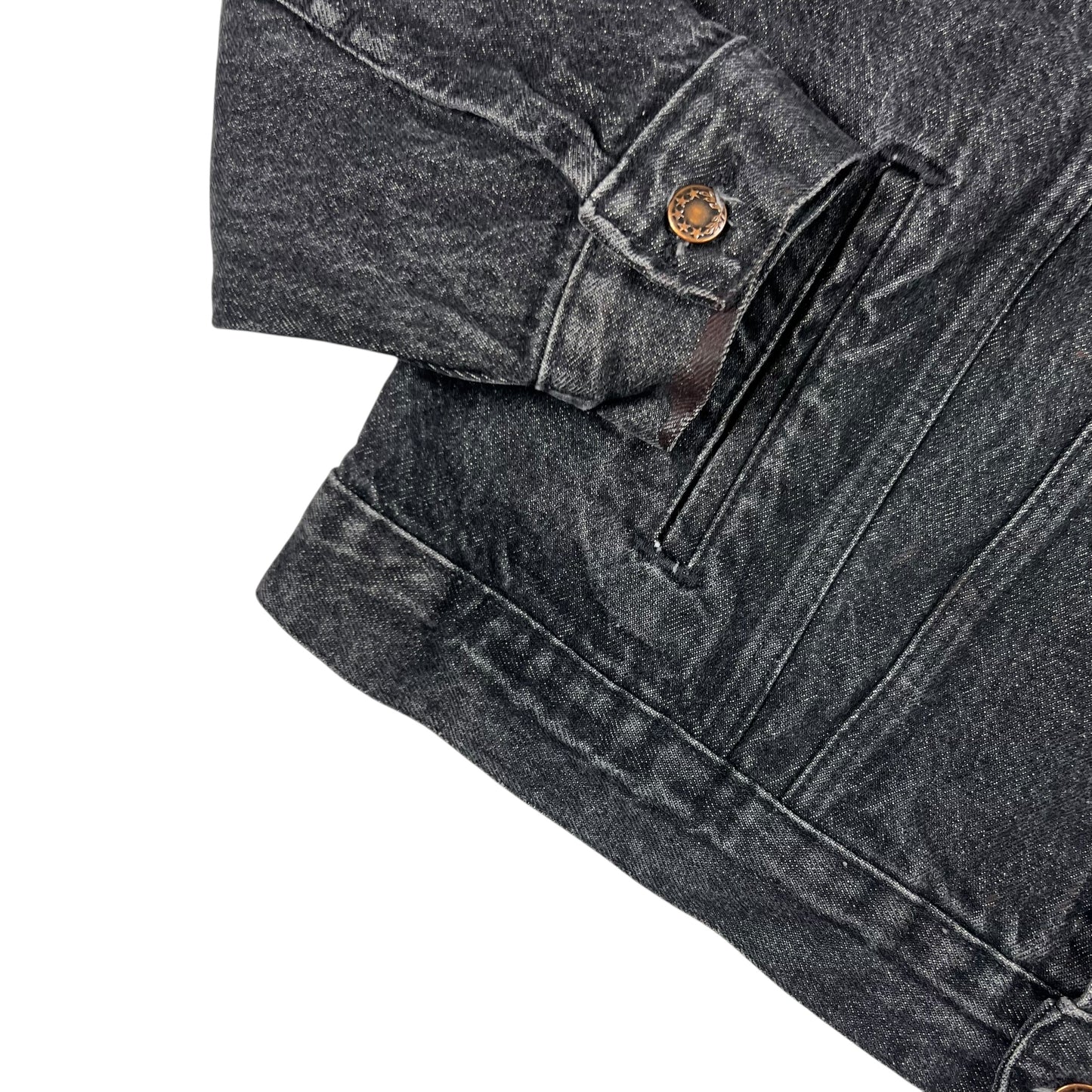 Vintage 90s Warner Brothers Warner Home Video denim black jean jacket (L)