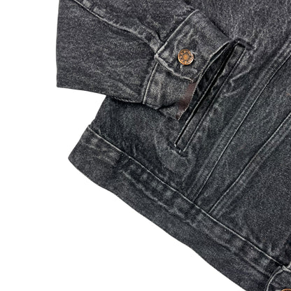 Vintage 90s Warner Brothers Warner Home Video denim black jean jacket (L)
