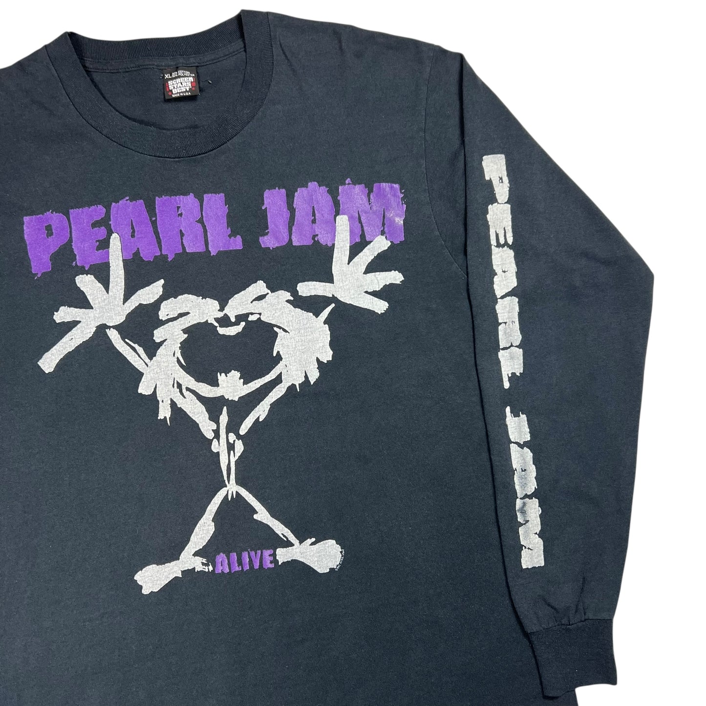 Vintage 1992 Pearl Jam Stickman Alive long sleeve print band shirt (XL)