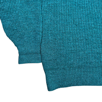 Vintage 80s L.L. Bean High Trek Yarn green henley knit sweater (L)