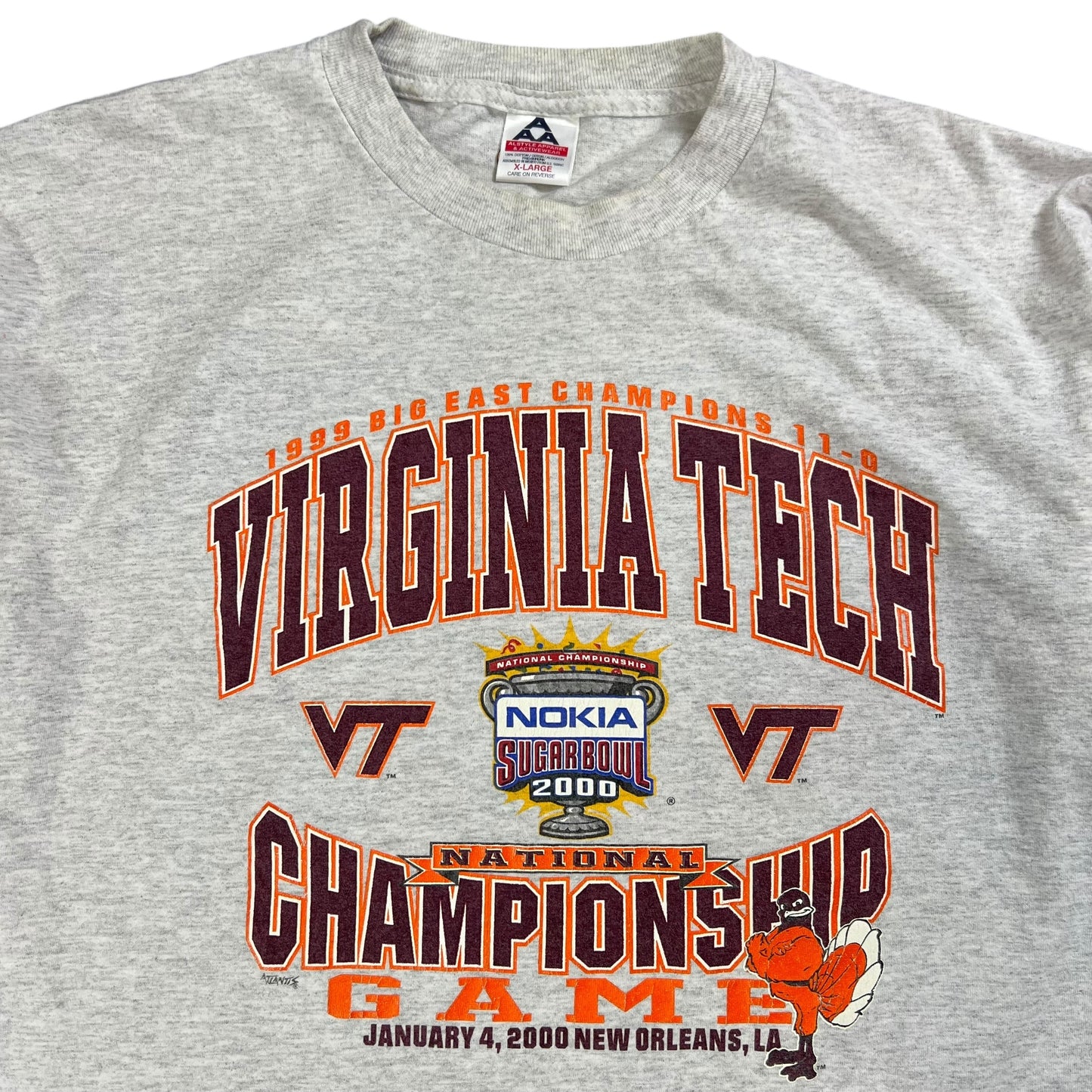Vintage 2000 Virginia Tech Hokies football sugar bowl long sleeve print shirt (XL)