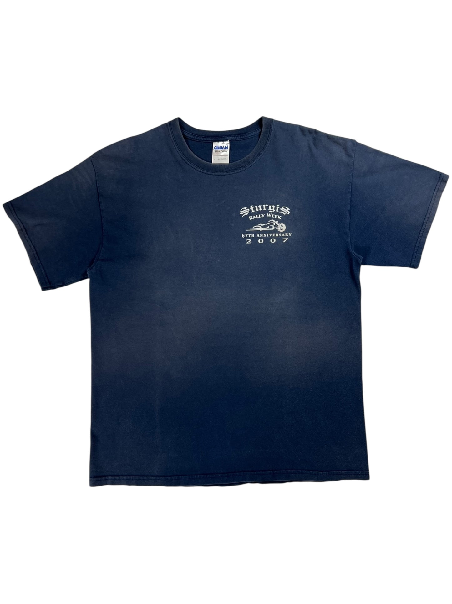 Vintage 2007 Black Hills Sturgis Biker rally faded tee (L)
