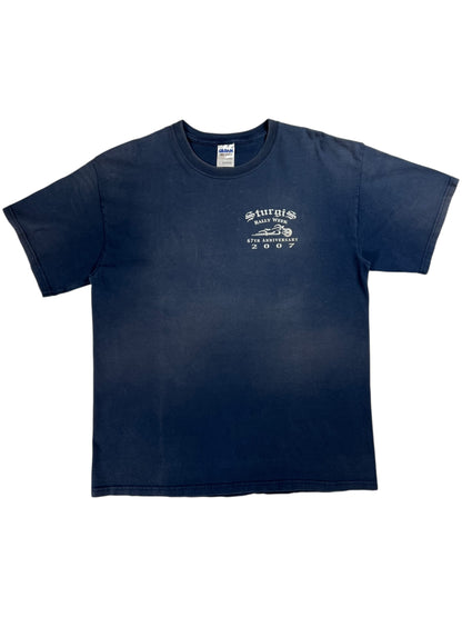 Vintage 2007 Black Hills Sturgis Biker rally faded tee (L)