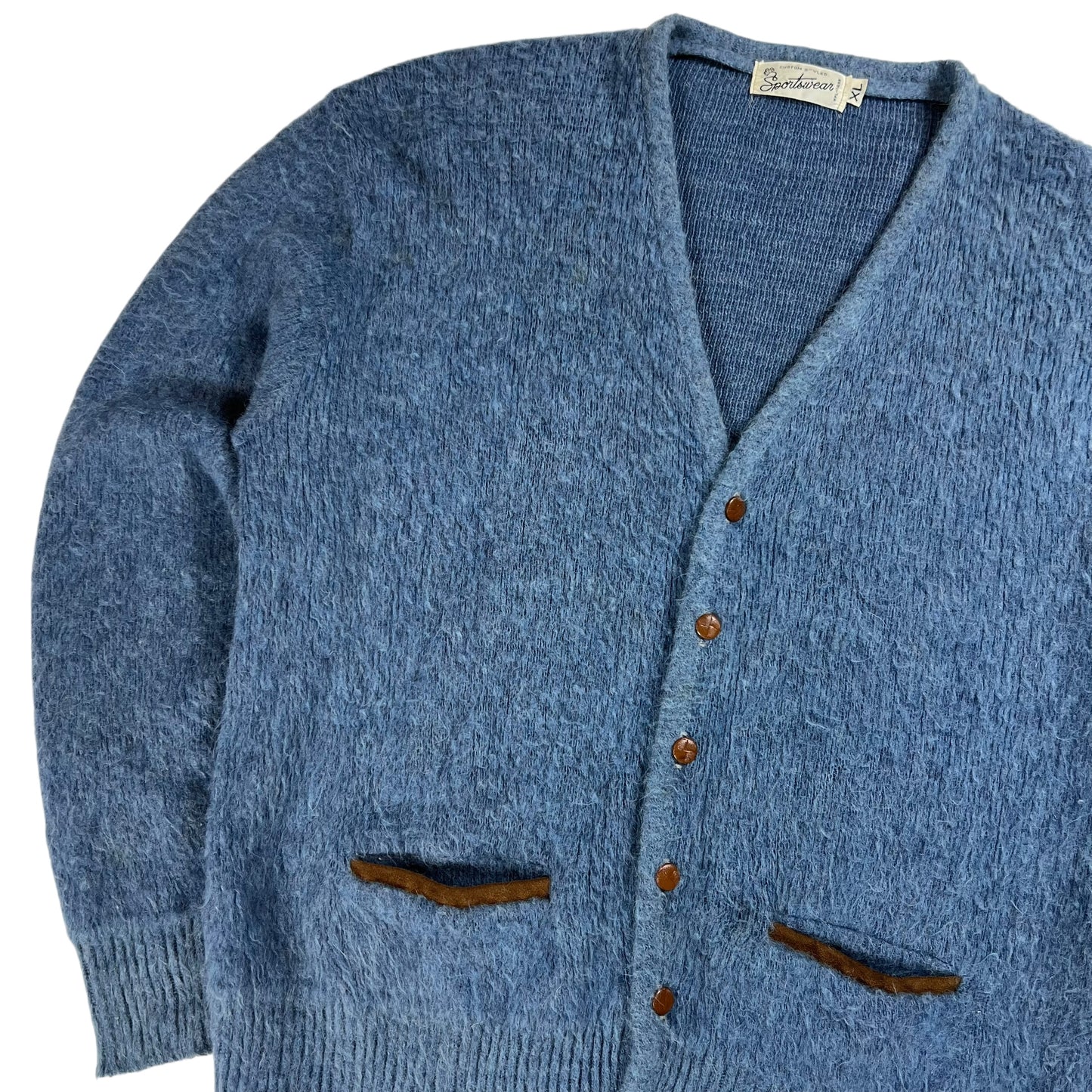 Vintage 1970s Sportswear blue mohair cardigan sweater (L)