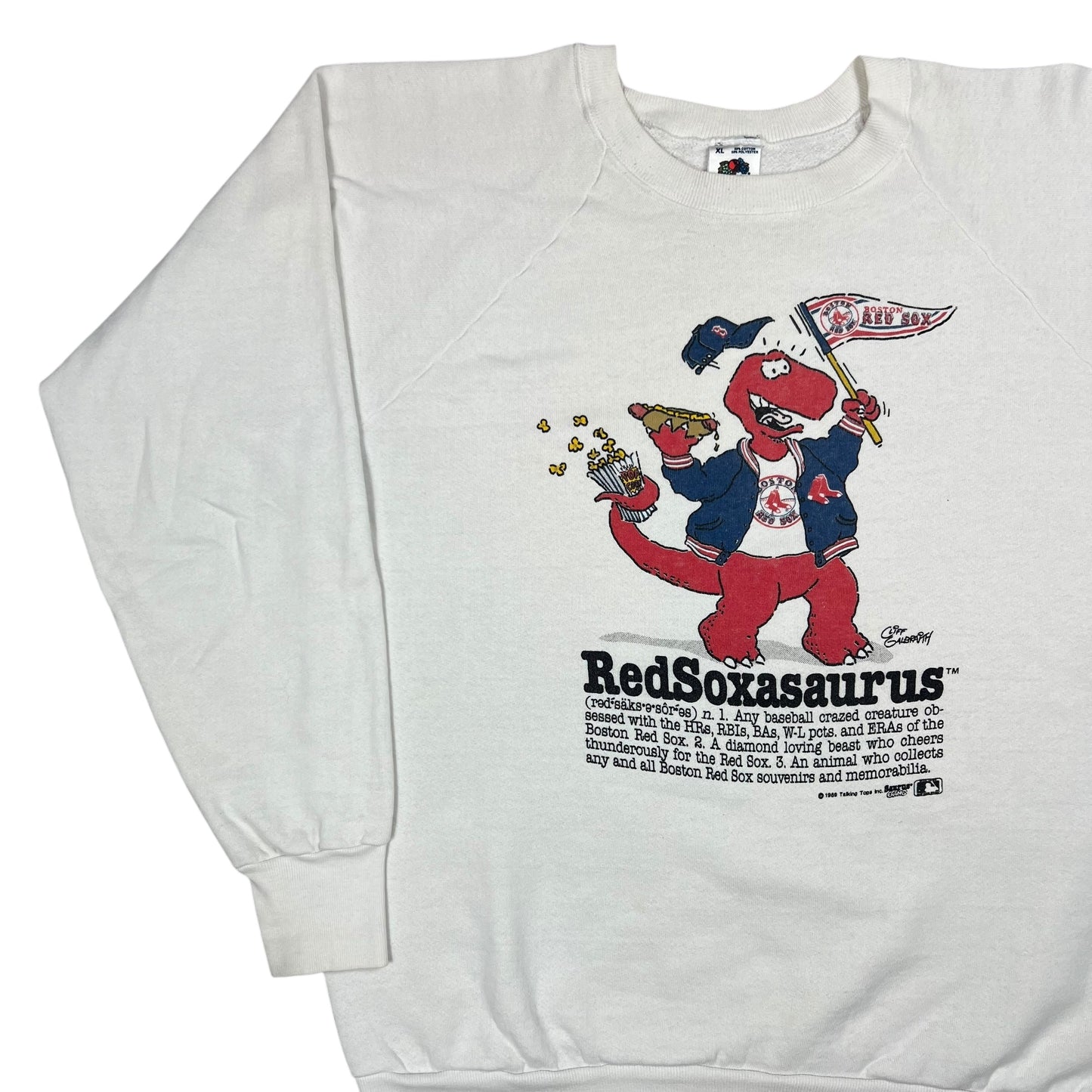 Vintage 1989 Talking Tops Redsoxasaurus Boston Red Sox Cliff Galbraith crewneck (L/XL)