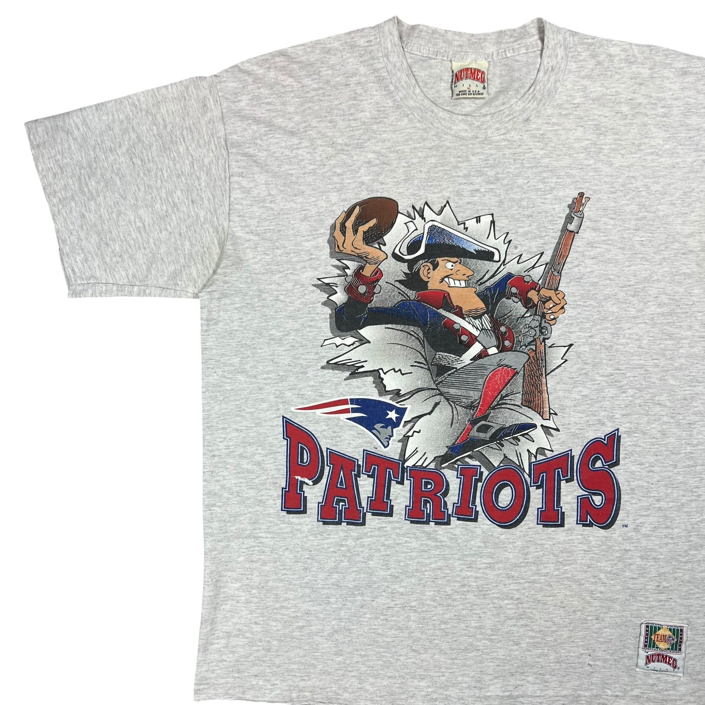 Vintage 1993 Nutmeg New England Patriots Jack Davis Pat Patriot break through tee (XL)