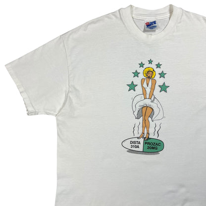 Vintage 90s Marilyn Monroe Prozac Nation antidepressants tee (L)
