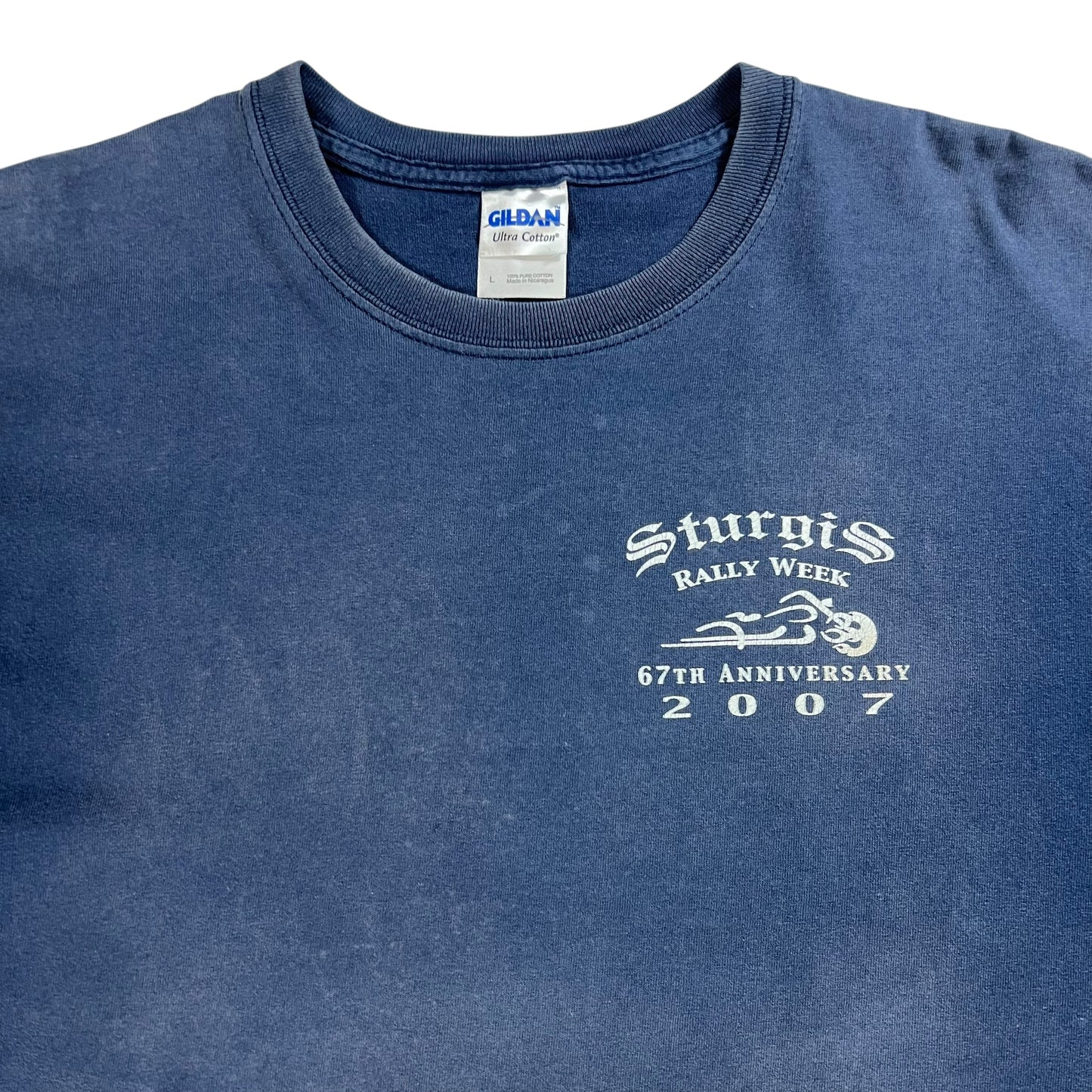 Vintage 2007 Black Hills Sturgis Biker rally faded tee (L)