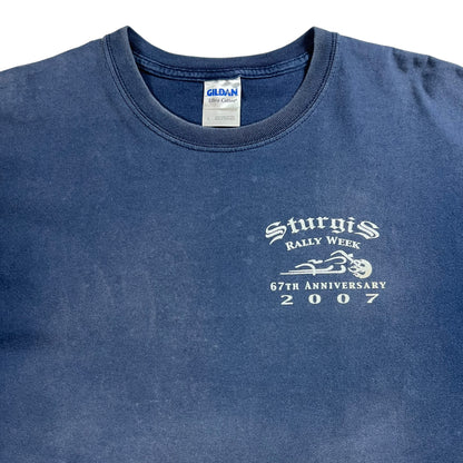 Vintage 2007 Black Hills Sturgis Biker rally faded tee (L)