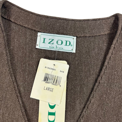 Vintage 80s IZod brown cardigan sweater (L) DS NWT
