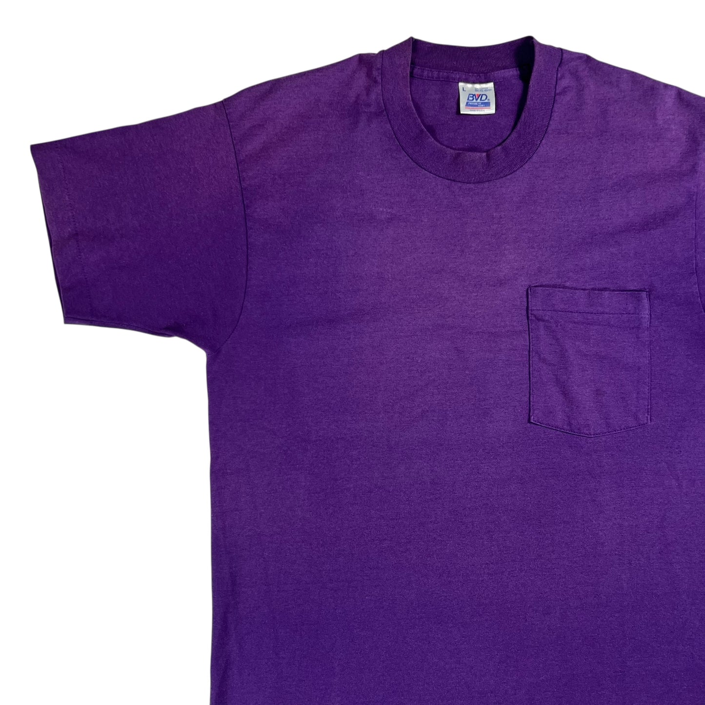 Vintage 80s BVD faded purple selvedge pocket tee (L)
