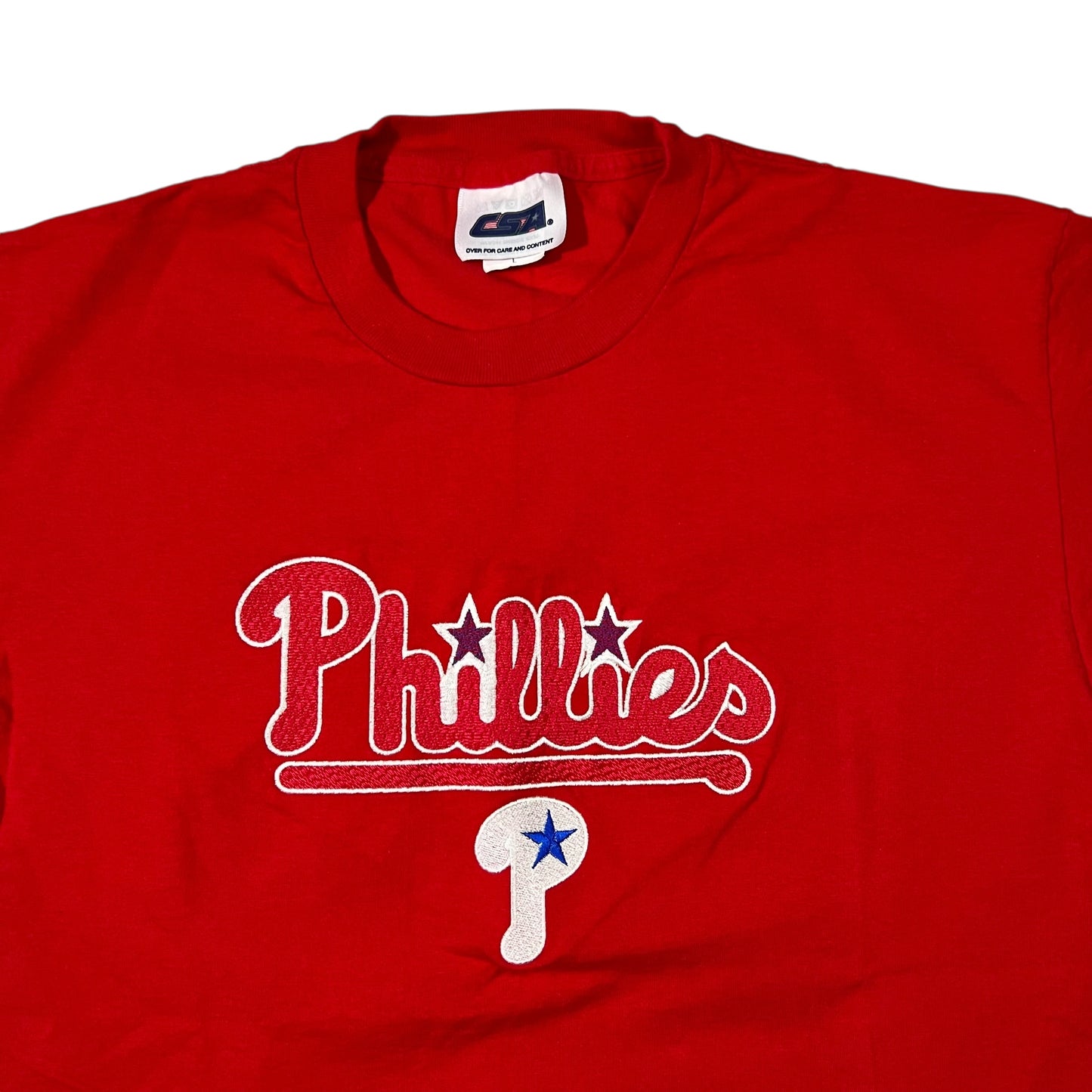 Vintage 90s CSA Philadelphia Phillies embroidered red tee (L)