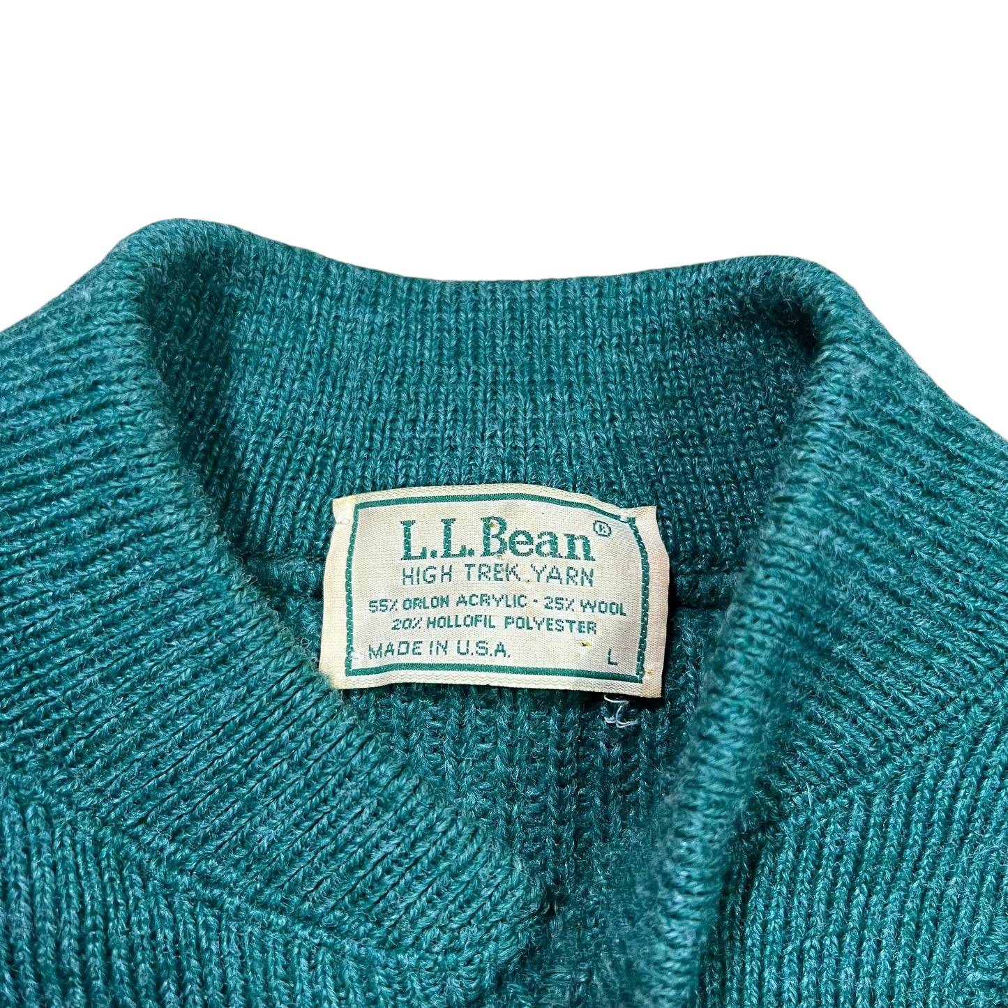 Vintage 80s L.L. Bean High Trek Yarn green henley knit sweater (L)