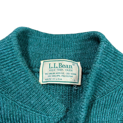 Vintage 80s L.L. Bean High Trek Yarn green henley knit sweater (L)