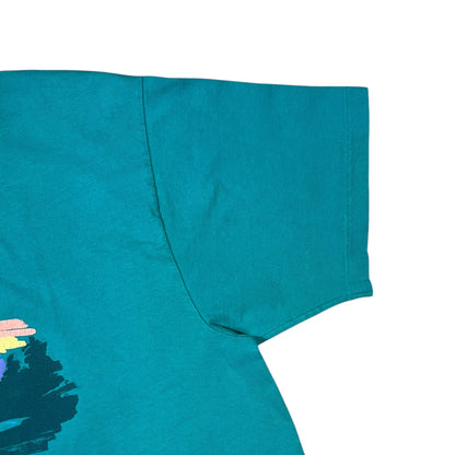 Vintage 90s L.L. Bean Hanes Mount Katahdin teal logo art tee (L/XL)