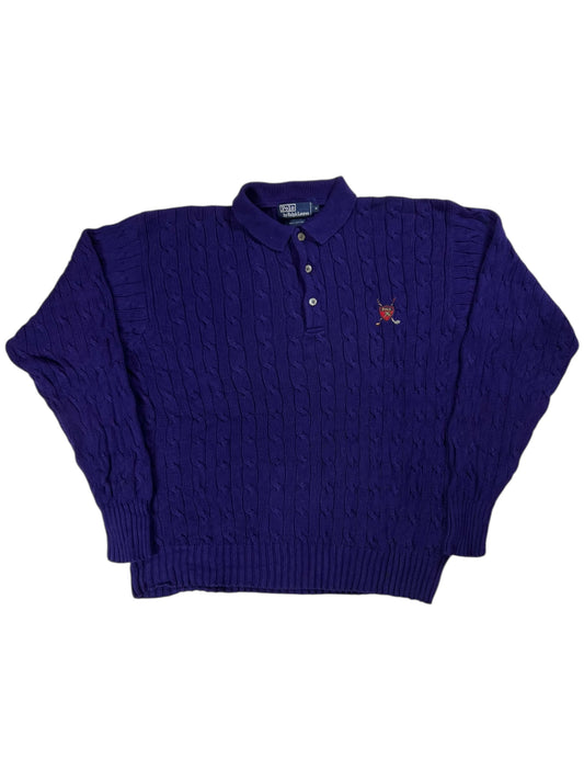 Vintage 90s Polo Ralph Lauren cable knit crest sweater (L)