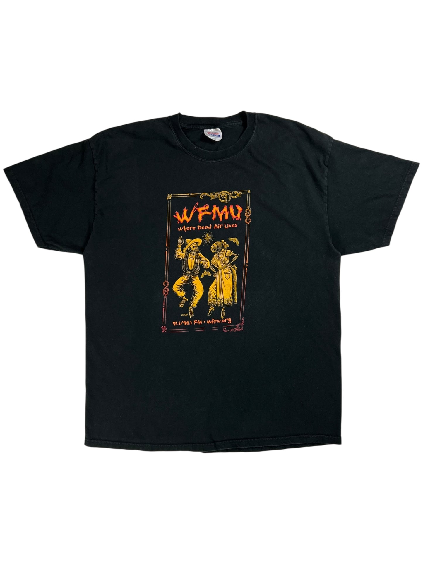 Vintage 90s WFMU 91.1/90.1 FM Where Dead Air Lives radio art tee (XL)
