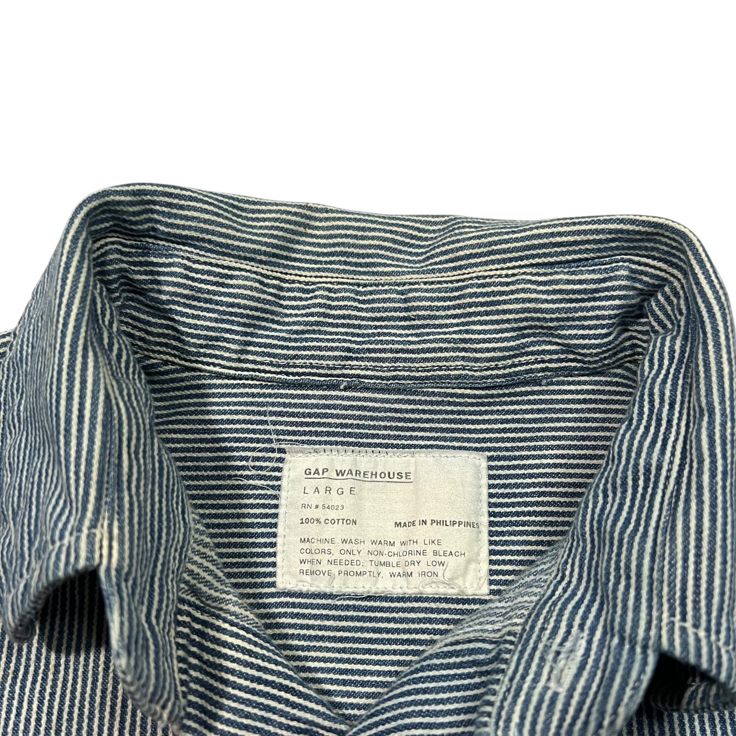 Vintage Y2K The Gap Warehouse navy white striped button up shirt (L)