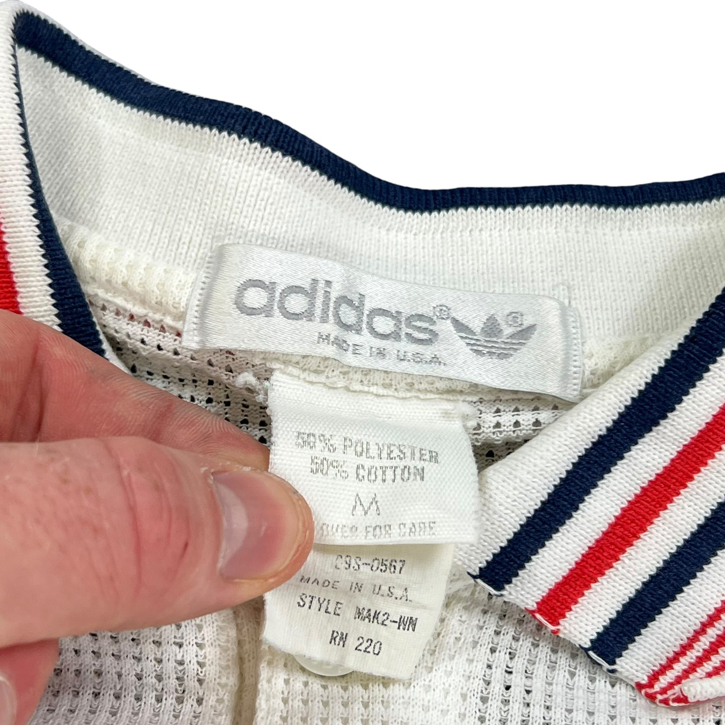 Vintage 80s Adidas USA made mesh polo shirt (M)