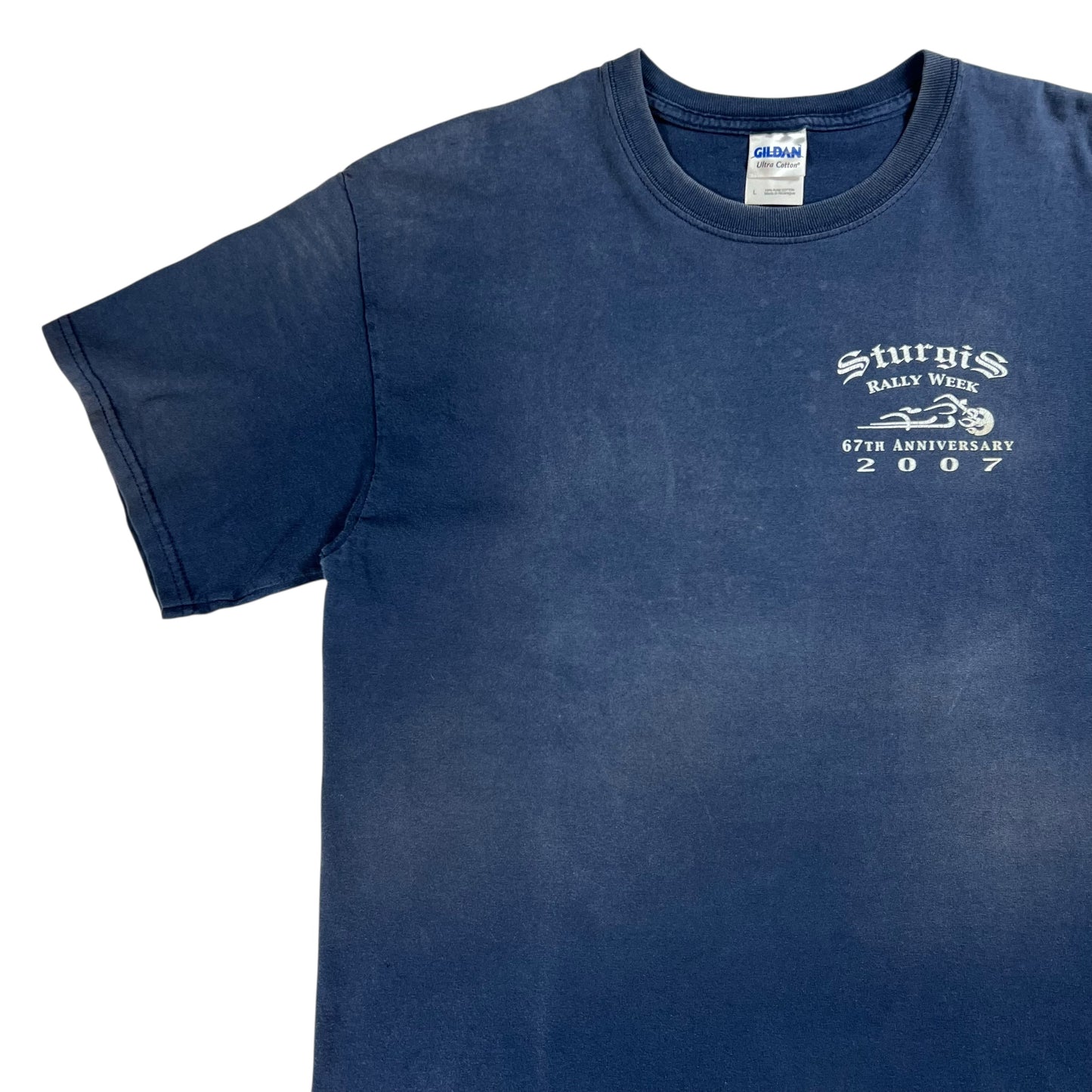 Vintage 2007 Black Hills Sturgis Biker rally faded tee (L)