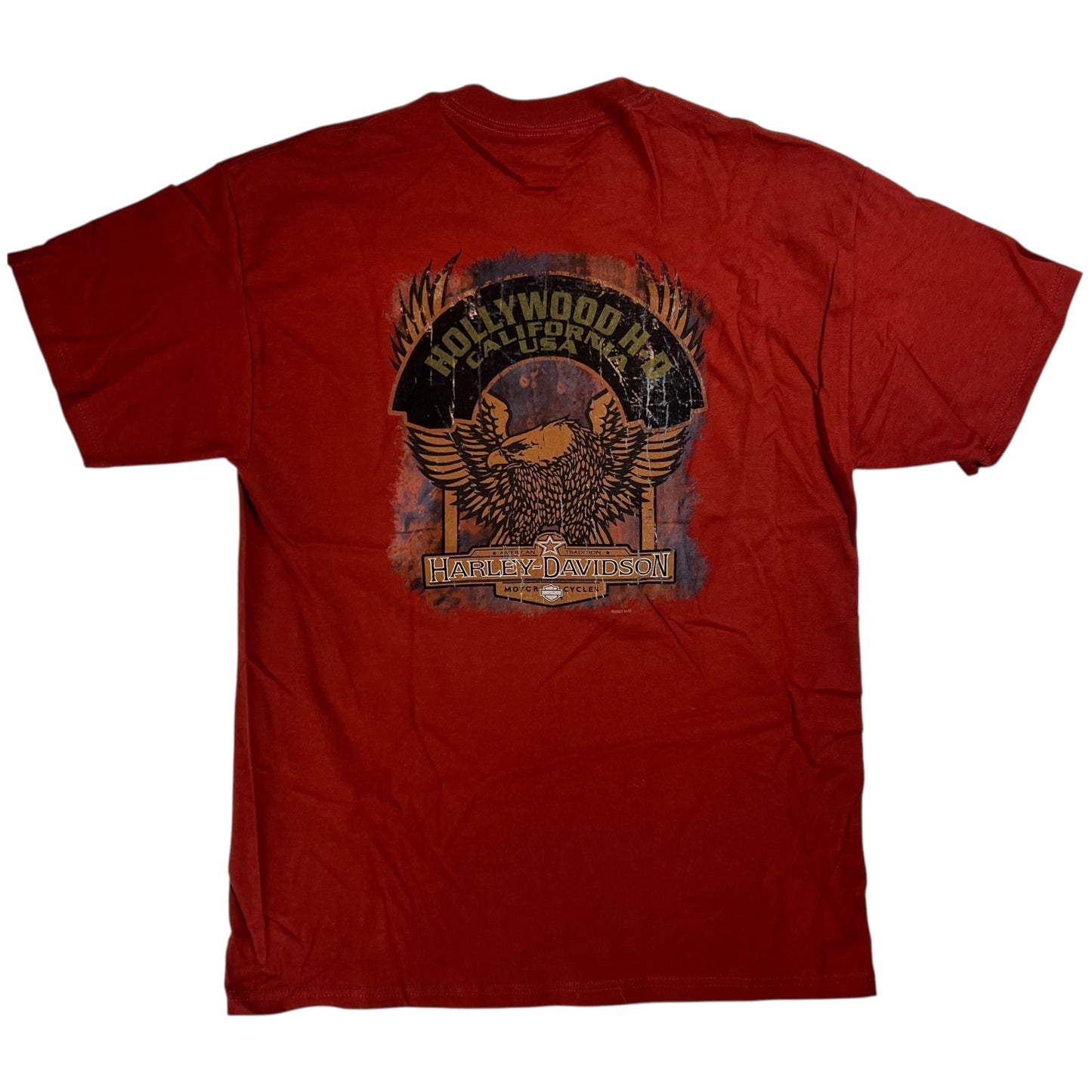 2008 Harley Davidson Motorcycles flames Hollywood California tee (L) DS NWT
