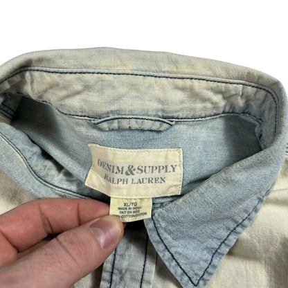 Y2K Ralph Lauren Denim & Supply faded denim bandana button up shirt (XL)
