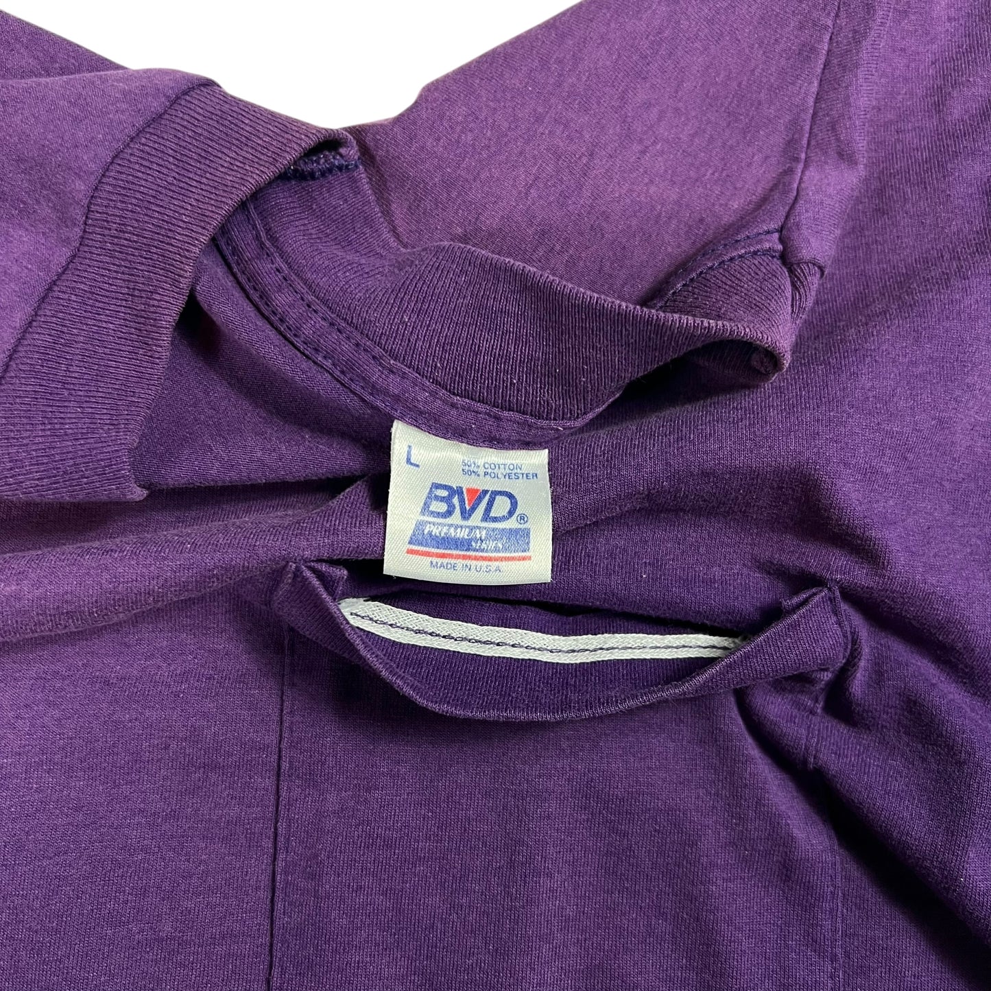 Vintage 80s BVD faded purple selvedge pocket tee (L)
