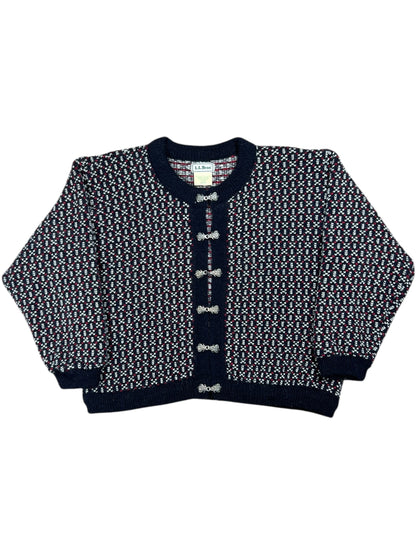 Vintage 90s L.L. Bean mini heart womens cardigan wool sweater (L)