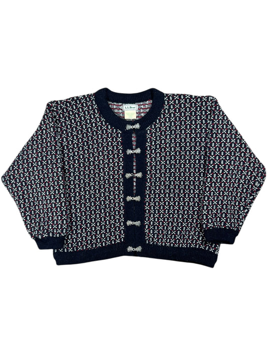 Vintage 90s L.L. Bean mini heart womens cardigan wool sweater (L)