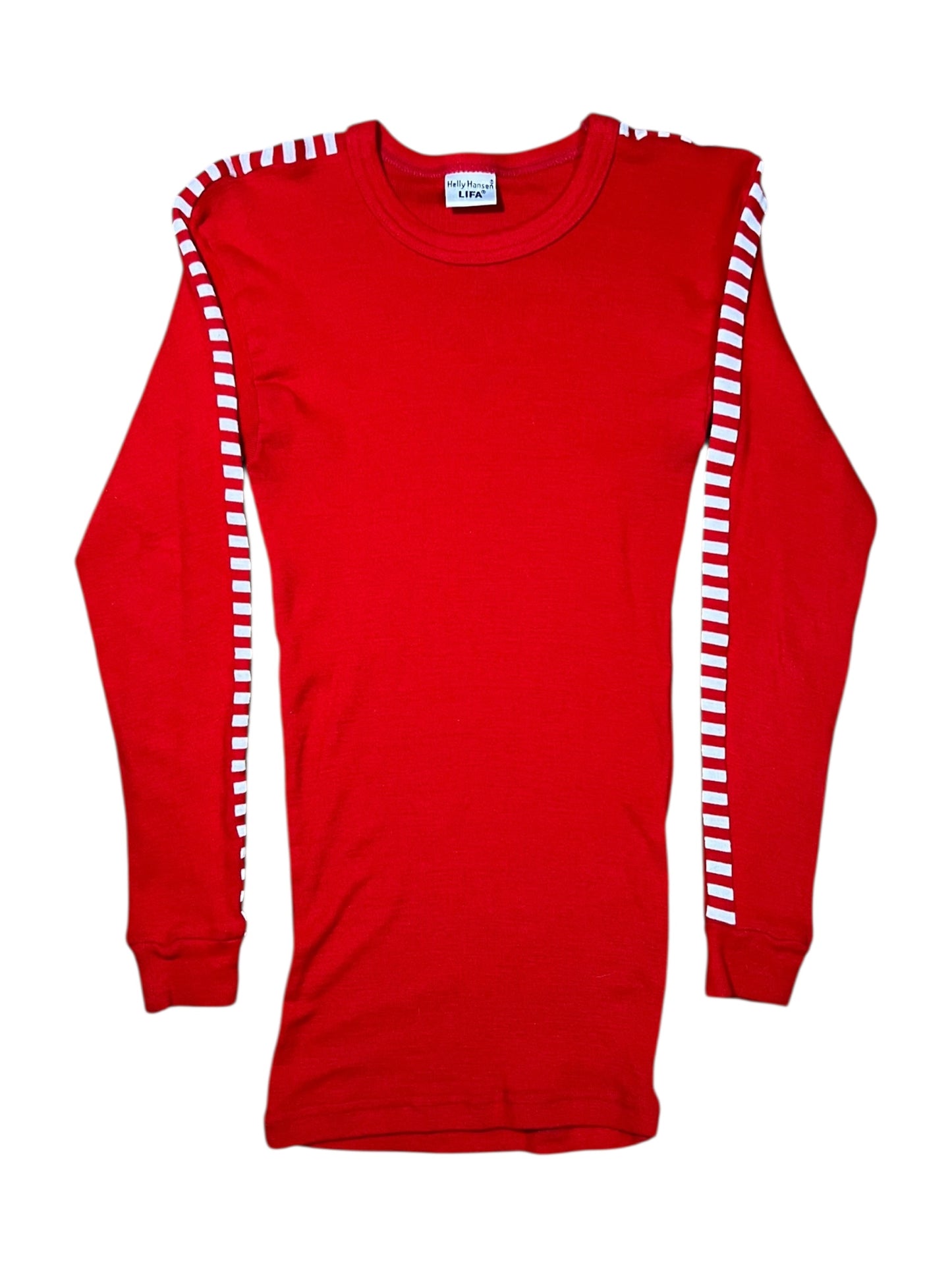 Vintage 80s Helly Hansen red checkered sleeve print long sleeve thermal shirt (S)